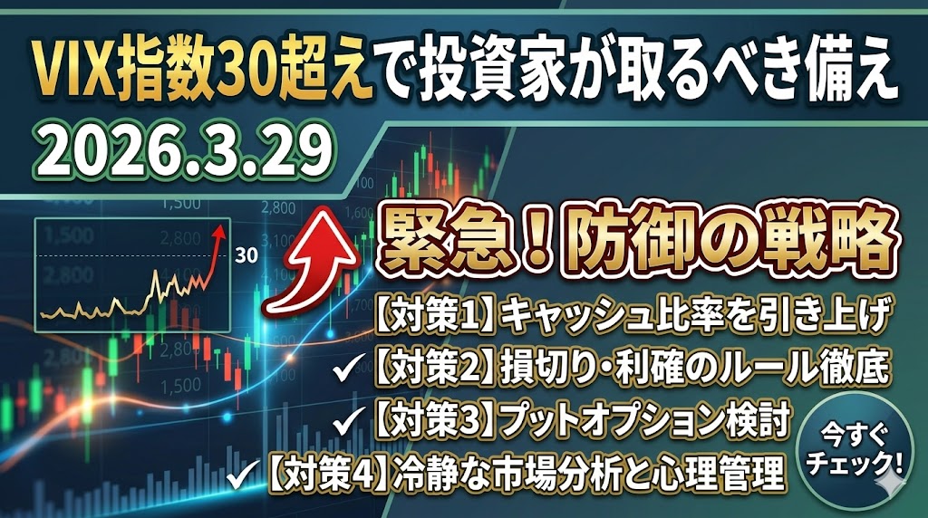 S&P500マイナス1.7%の衝撃！VIX指数30超えで投資家が取るべき備え