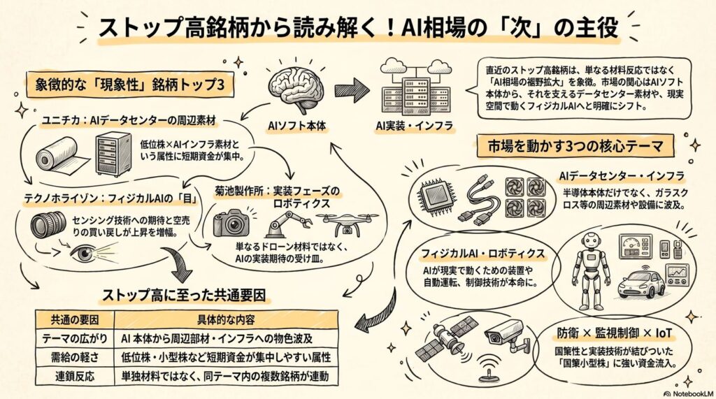 ストップ高銘柄を読む──AI・データセンター・フィジカルAIに短期資金が集中した「Stop現象」の正体